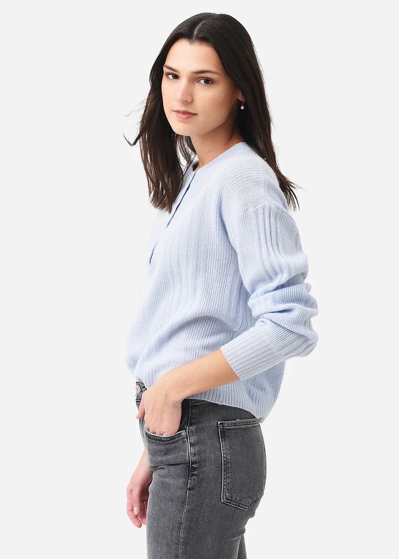 LIGHTWEIGHT CASHMERE RIBBED HENLEY