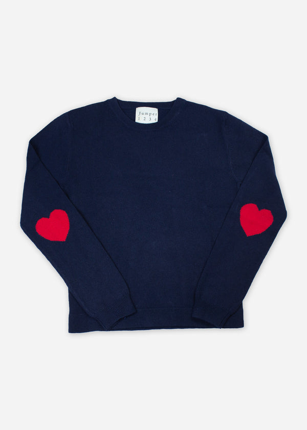 HEART PATCH CASHMERE CREW