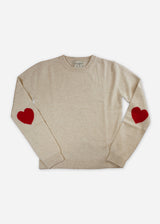 HEART PATCH CASHMERE CREW